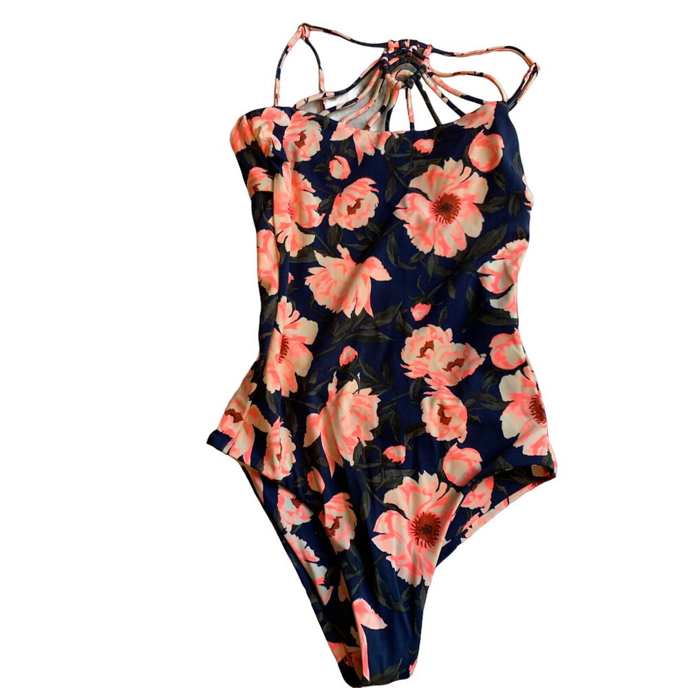 Tori Praver Swimwear One Piece Bathing Suit Swimsuit Dark Floral Print XS